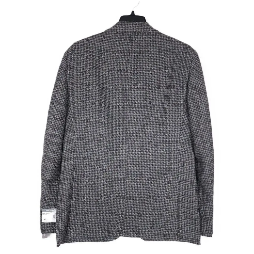 Michael Kors Mens Classic Fit Sport Coat 38R Grey Tan Houndstooth Wool Blend NWT